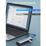 CABLETIME USB hub CT-HUBP4, 4x θυρών, 5Gbps, USB-C σύνδεση, γκρι - Image 3