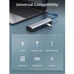 CABLETIME USB hub CT-HUBP4, 4x θυρών, 5Gbps, USB-C σύνδεση, γκρι - Image 4