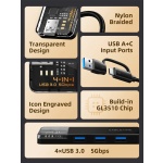 CABLETIME USB hub CT-HUBT3-PB, 4x θυρών, 5Gbps, USB/USB-C σύνδεση, μαύρο - Image 3