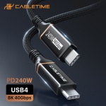 CABLETIME καλώδιο USB-C σε USB-C CT-USB4, 240W, 40Gbps, 8K/60Hz, USB4, 1m, μαύρο - Image 2