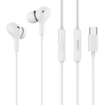 CELEBRAT earphones με μικρόφωνο D13, USB-C σύνδεση, Φ10mm, 1.2m, λευκά