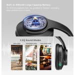 DOQAUS headphones DESIGN 1, ασύρματα & ενσύρματα, Φ40mm, 600mAh, μαύρα/καφέ - Image 4