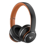 DOQAUS headphones DESIGN 3, ασύρματα & ενσύρματα, Φ40mm, 600mAh, μαύρα/καφέ