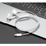CELEBRAT earphones με μικρόφωνο E300, USB-C σύνδεση, Φ10mm, 1.2m, λευκά - Image 2