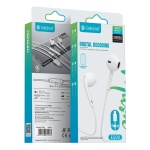 CELEBRAT earphones με μικρόφωνο E500, USB-C σύνδεση, Φ14mm, 1.2m, λευκά - Image 3