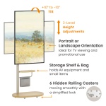 BRATECK βάση τηλεόρασης δαπέδου FS54-22T-02W, 17-43", έως 15kg, με ράφι & ροδάκια, λευκή - Image 3