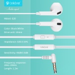 CELEBRAT earphones με μικρόφωνο G20, 3.5mm σύνδεση, Φ14mm, 1.2m, λευκά - Image 3