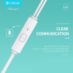 CELEBRAT earphones με μικρόφωνο G20, 3.5mm σύνδεση, Φ14mm, 1.2m, λευκά - Image 4