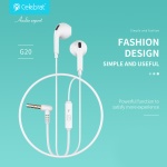 CELEBRAT earphones με μικρόφωνο G20, 3.5mm σύνδεση, Φ14mm, 1.2m, λευκά - Image 5