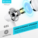 CELEBRAT earphones με μικρόφωνο G21, 3.5mm σύνδεση, Φ12mm, 1.2m, λευκά - Image 4