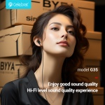 CELEBRAT earphones με μικρόφωνο G35, 3.5mm σύνδεση, 10mm, 1.2m, λευκά - Image 3