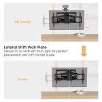 BRATECK επιτοίχια βάση τηλεόρασης LPA80-486A, 43-100", 80kg, heavy duty, full motion - Image 4