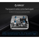 ORICO USB hub MH4U-U3, 4x θυρών, 5Gbps, διάφανο - Image 3