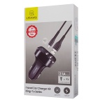 USAMS φορτιστής αυτοκινήτου C13 & καλώδιο type-C, 2x USB, 2.1A, μαύρο - Image 4