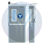 YLI ELECTRONIC χωνευτό μπουτόν PBK-814C με LED, 86 x 86mm, 3Α, ασημί - Image 2