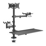 BRATECK βάση γραφείου για 2x οθόνες PMM-02LD, 17-32", με θέση για POS/printer/scanner/πληκτρολόγιο