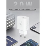 POWERTECH φορτιστής τοίχου PT-1091, USB-C, PD 20W, λευκός - Image 2