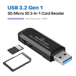 POWERTECH card reader PT-1112 για SD & micro SD, USB 3.2, 5Gbps, μαύρο - Image 2