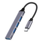 POWERTECH USB hub PT-1113, 4x θυρών, 5Gbps, USB-C σύνδεση, γκρι