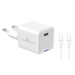 POWERTECH φορτιστής τοίχου PT-1225 με καλώδιο, USB-C, 33W, GaN, λευκός