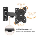 POWERTECH επιτοίχια βάση τηλεόρασης PT-1277, 13-32", έως 20kg, full motion - Image 2