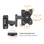 POWERTECH επιτοίχια βάση τηλεόρασης PT-1278, 13-32", έως 20kg, full motion - Image 2