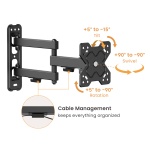 POWERTECH επιτοίχια βάση τηλεόρασης PT-1279, 13-32", έως 20kg, full motion - Image 2