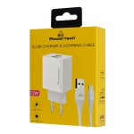 POWERTECH φορτιστής τοίχου PT-1325 με καλώδιο Lightning, 2x USB, 12W, λευκός - Image 2