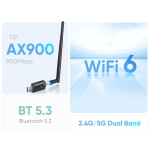 POWERTECH ασύρματος USB αντάπτορας δικτύου & Bluetooth 5.3 PT-1386, 900Mbps WiFi 6 - Image 2