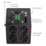 POWERTECH UPS Line Interactive PT-1800LCD με οθόνη, 1800VA, 1080W, 4x Schuko, 2x RJ45/RJ11, USB Type B - Image 2