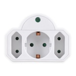 POWERTECH αντάπτορας ρεύματος PT-816 με προστασία υπέρτασης, 1x schuko, 2x euro, 16A, λευκός