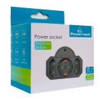 POWERTECH αντάπτορας ρεύματος PT-817 με προστασία υπέρτασης, 1x schuko, 2x euro, 16A, μαύρος - Image 2