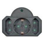 POWERTECH αντάπτορας ρεύματος PT-817 με προστασία υπέρτασης, 1x schuko, 2x euro, 16A, μαύρος