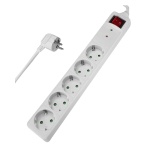 POWERTECH πολύπριζο ασφαλείας PT-882, 5x schuko, 16A, 3m, λευκό