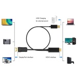 POWERTECH καλώδιο HDMI σε DisplayPort PTH-104, USB, 4K, 1.8m, μαύρο - Image 2
