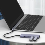 POWERTECH USB hub PTH-110, 4x θυρών, 10Gbps, USB-C σύνδεση, γκρι - Image 2
