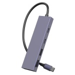 POWERTECH USB hub PTH-110, 4x θυρών, 10Gbps, USB-C σύνδεση, γκρι