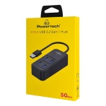 POWERTECH USB 3.2 hub PTR-0153, 4x θυρών, 5Gbps, USB σύνδεση, μαύρο - Image 2