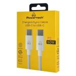 POWERTECH καλώδιο USB-C PTR-0183, 60W, 480Mbps, 1m, λευκό - Image 2