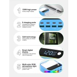 RELIFE σταθμός φόρτισης Q2, 4x USB-C & 4x USB, 120W, GaN, μπλε - Image 5