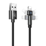 USAMS καλώδιο Lightning σε USB US-SJ476, περιστρεφόμενο, 2.1A, 1m, μαύρο