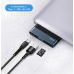 USAMS USB hub US-SJ491 με card reader, 2x θυρών, 5Gbps, 60W, USB-C, γκρι - Image 2