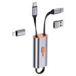 USAMS αντάπτορας USB-C σε USB-C/USB/Lightning SJ560, 60W PD, 0.3m, γκρι