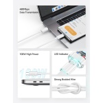 USAMS καλώδιο USB-C σε USB-C US-SJ660, 100W, 480Mbps, 1.2m, λευκό - Image 2