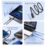 USAMS καλώδιο USB-C σε USB-C US-SJ691, 60W, 480Mbps, 1m, μαύρο - Image 2