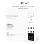 SUNSHINE σταθμός φόρτισης SS-309WD, 8x USB 8A, wireless 10W, λευκός - Image 3