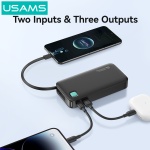 USAMS power bank CD224 με καλώδιο USB-C, 2x θύρες εξόδου, 10000mAh, 20W, μαύρο - Image 2