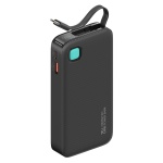 USAMS power bank CD224 με καλώδιο USB-C, 2x θύρες εξόδου, 10000mAh, 20W, μαύρο