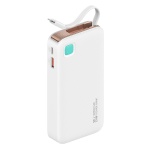 USAMS power bank CD225 με καλώδιο Lightning, 2x θύρες εξόδου, 10000mAh, 20W, λευκό