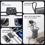 USAMS power bank CD228 με 2x καλώδια, 2x θύρες εξόδου, 10000mAh, 20W, γκρι - Image 2